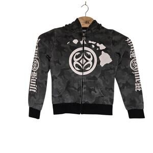 Maui Built Youth Full-Zip Hoodie Size Large Black Graphic Design Skater grunge
